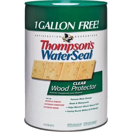 THOMPSONS WATERSEAL TH02180606 Wood Protector, Clear, Liquid, 6 gal TH.090001-06